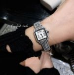 Cartier 316L Steel 27*37MM Quartz Movement Single-Row Diamond Women's Watch